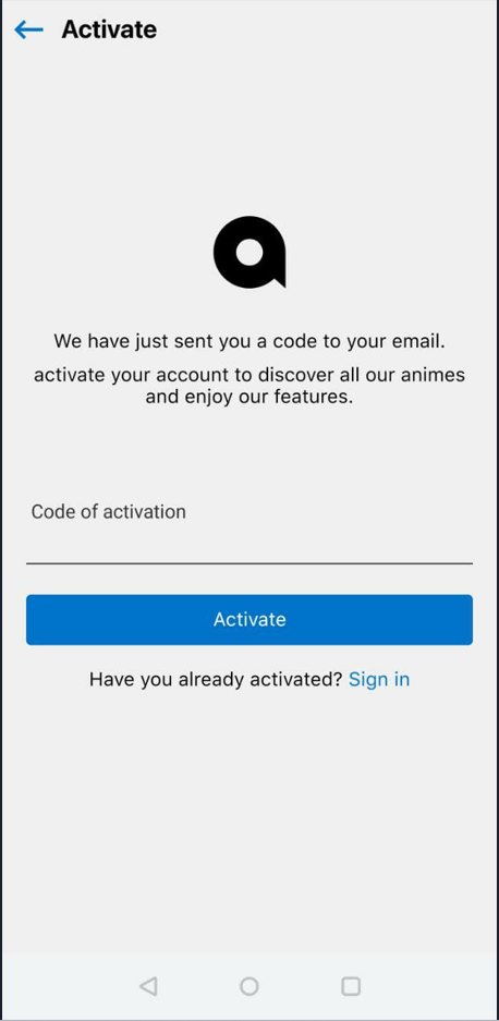 Enter Activation Code to Sign In to your AnimeFever Account