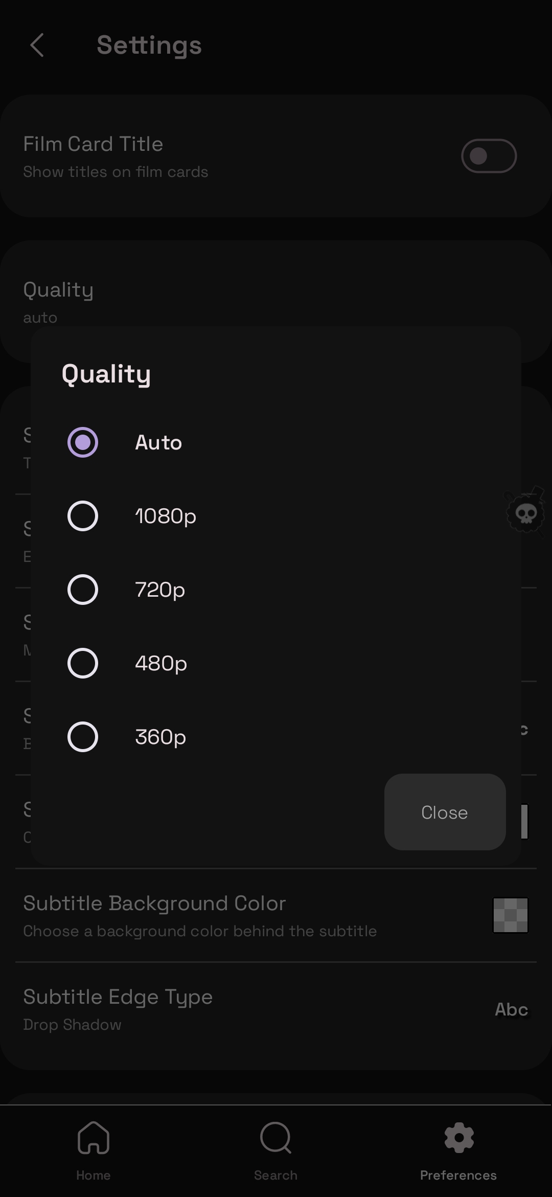 Automatic Streaming Quality options in Flixclusive app